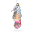 Elegant Seahorse - Blown Glass Christmas Ornament in Multi color,  shape