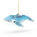 Blue Whale Glass Christmas Ornament in Blue color Figurine