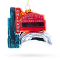Chicago Travel Attractions Glass Christmas Ornament in Multi color Figurine