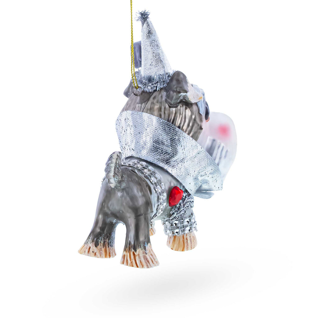 Schnauzer Glass Christmas OrnamentChina , dimensions in inches: 5.5 x 4.47 x 2.07