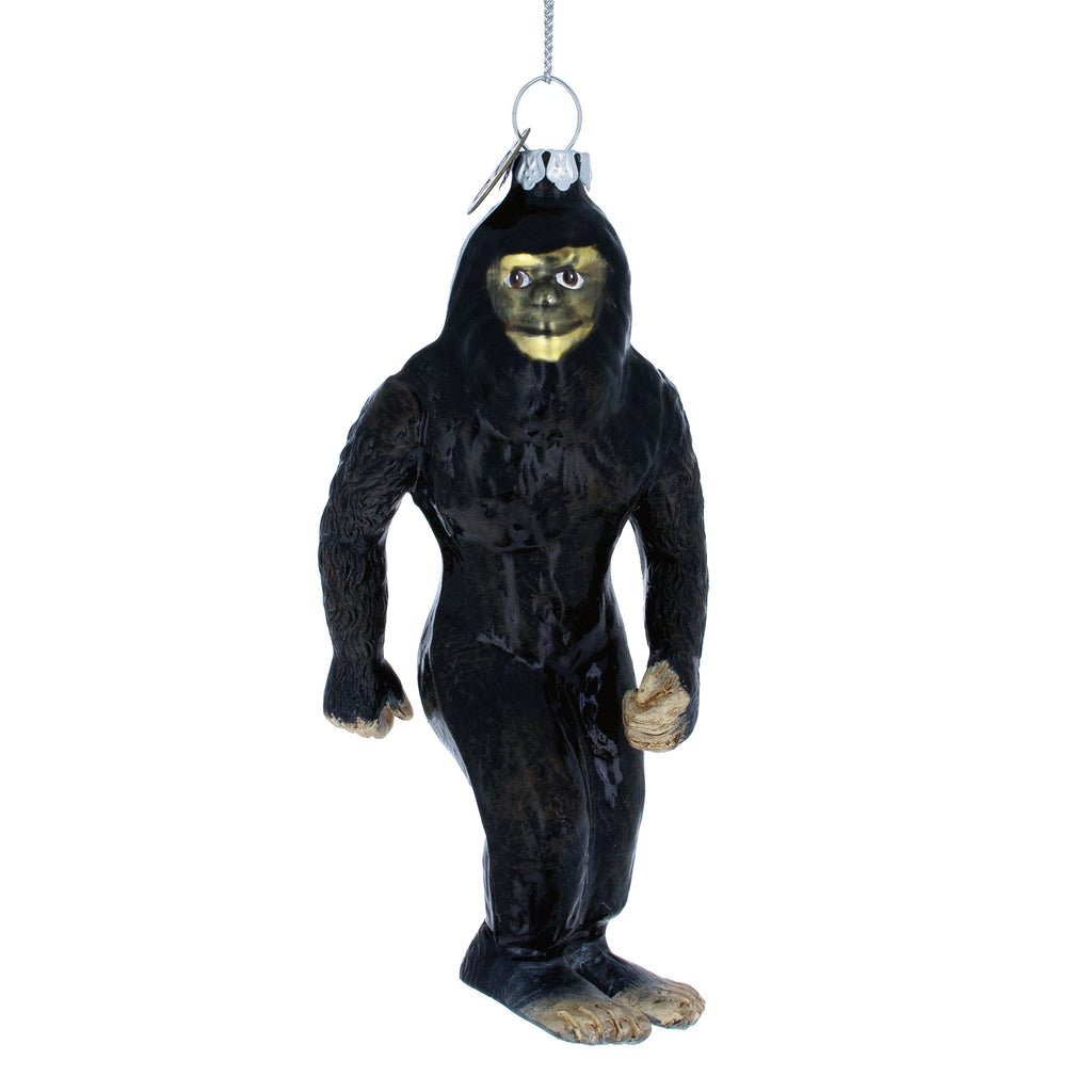 Glass Elusive Bigfoot - Blown Glass Christmas Ornament in Black color