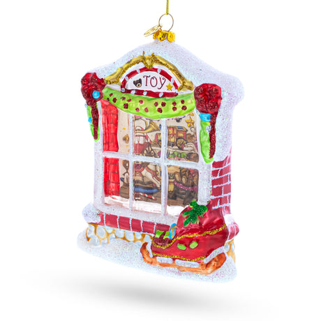 Winter Wonderland Toy House - Blown Glass Christmas Ornament in Multi color,  shape