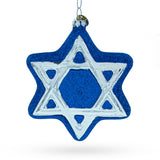 Glass Jewish Star of David - Blown Glass Christmas Ornament in Blue color Star