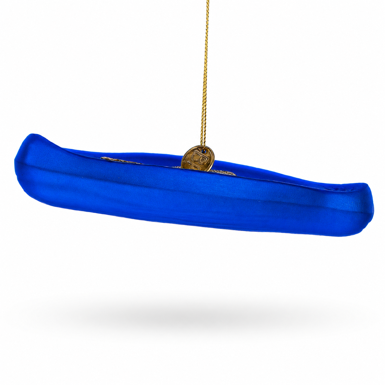 Blue Canoe Glass Christmas Ornament in Blue color Figurine