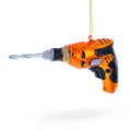 Power Drill Tool Glass Christmas Ornament in Orange color Figurine