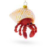 Tropical Orange Hermit Crab Blown Glass Christmas Ornament in Orange color