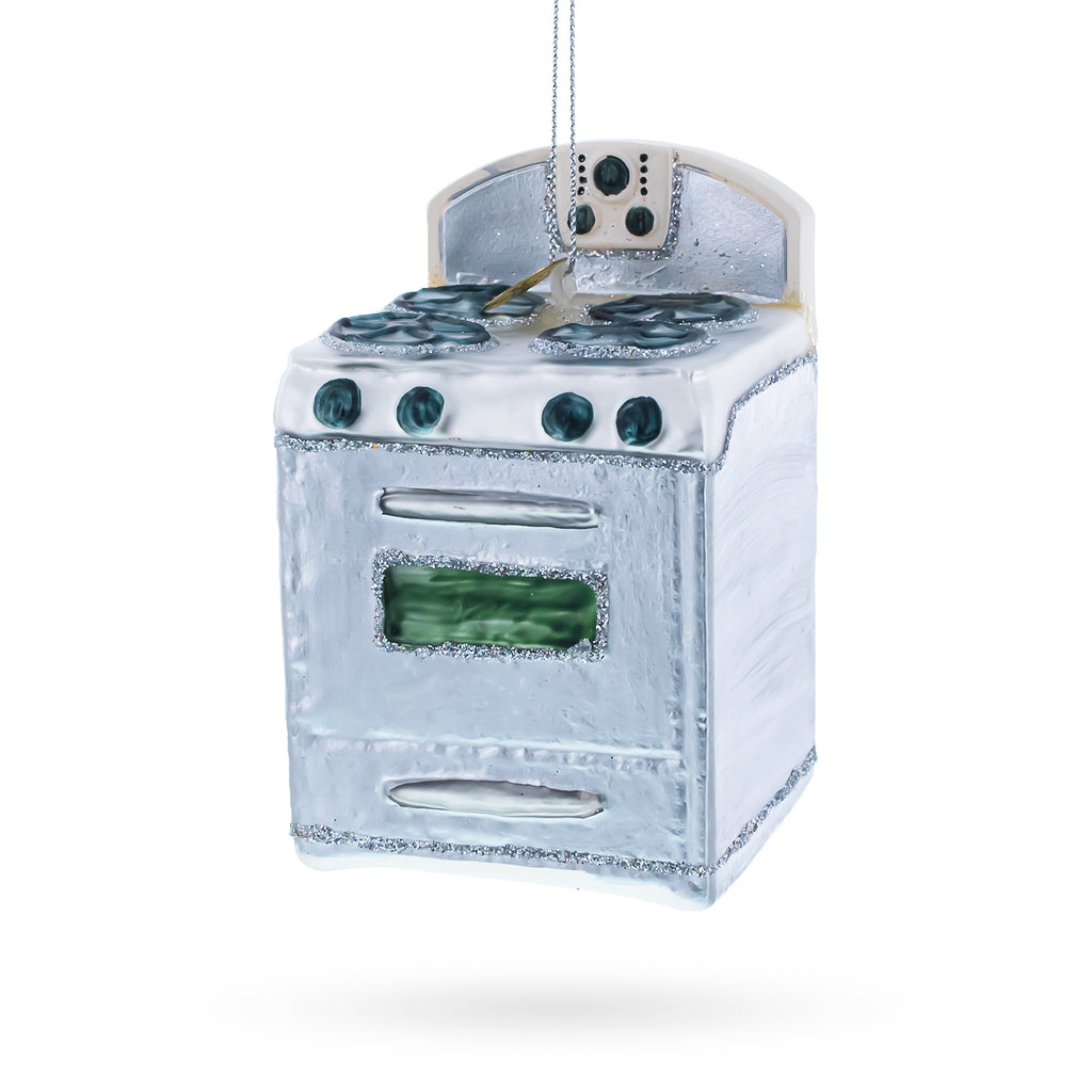 Stove Glass Christmas Ornament in Silver color Figurine