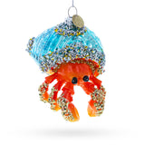 Orange Crab Blown Glass Christmas Ornament in Orange color