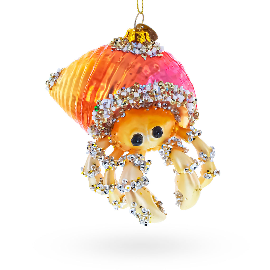 Orange Crab Glass Christmas Ornament in Orange color Figurine