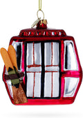 Ski Gondola Cable Car Glass Christmas Ornament in Red color Figurine