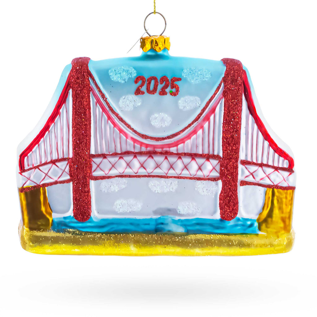 Golden Gate Bridge, San Francisco, California Glass Christmas Ornament in Blue color Figurine