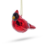 Vibrant Red Cardinal - Blown Glass Christmas Ornament in Red color,  shape