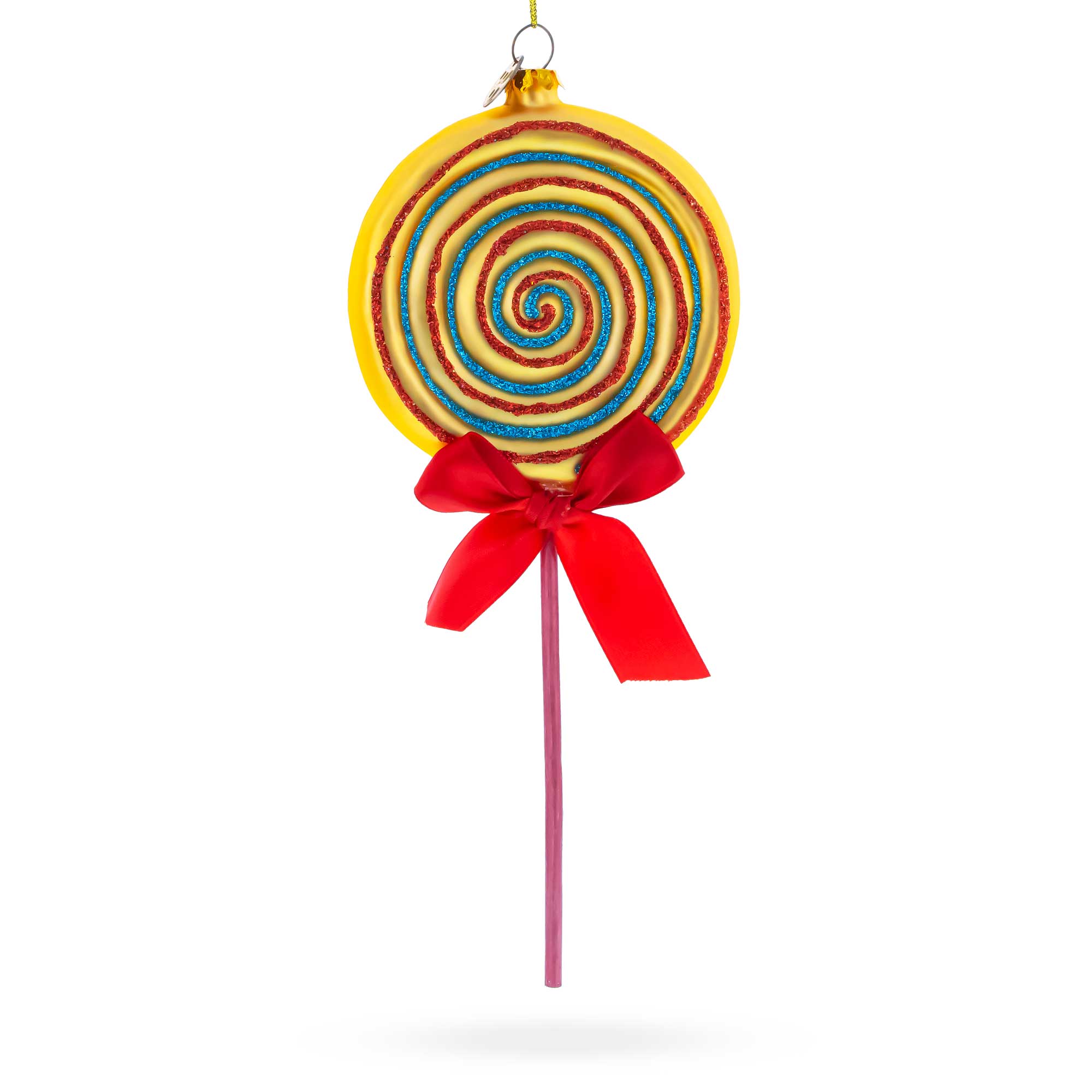 Lollipop on Stick Glass Christmas Ornament in Orange color Figurine