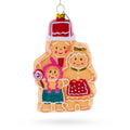 Gingerbread Family Glass Christmas Ornament in Orange color Figurine