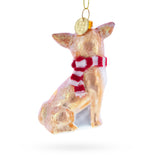 Adorable Chihuahua Dog Blown Glass Christmas Ornament , dimensions in inches:  x  x