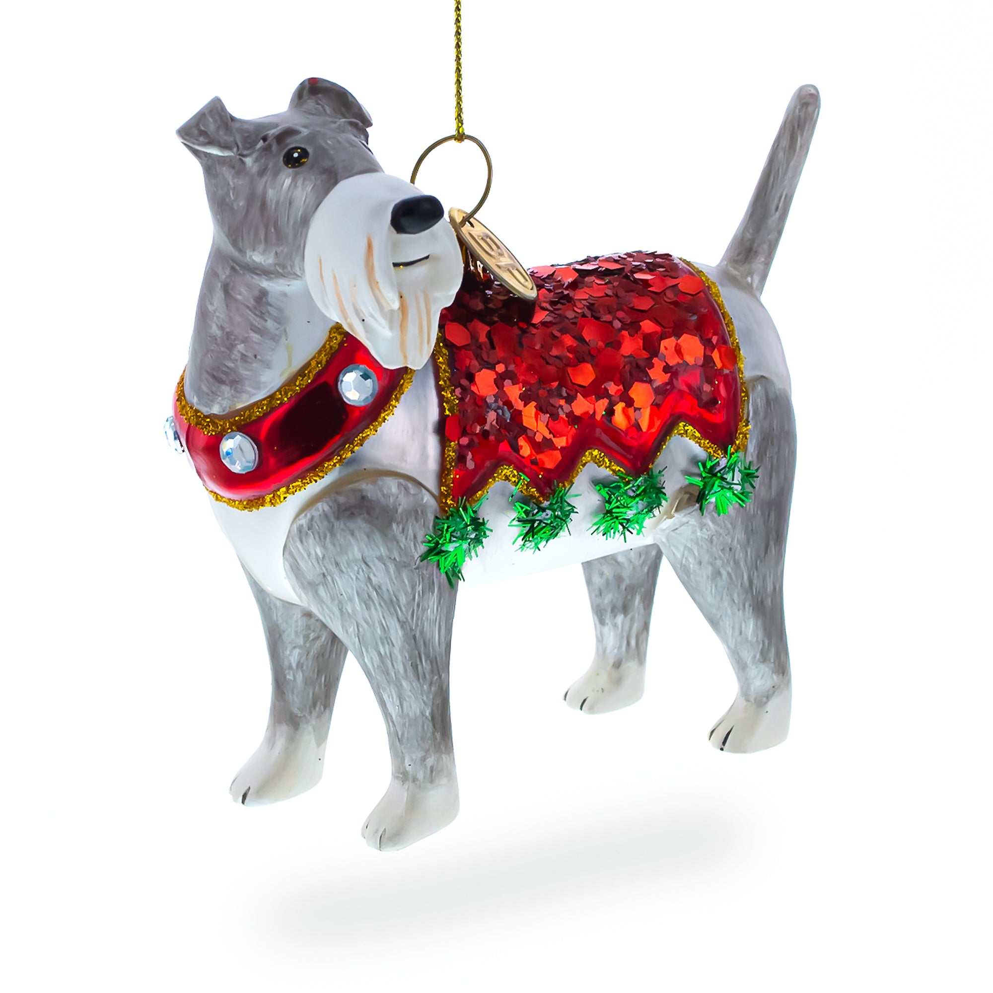 Irish Terrier Glass Christmas Ornament in Grey color Figurine