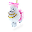 Glass Elegant White Poodle - Blown Glass Christmas Ornament in White color