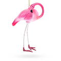 Pink Flamingo Glass Christmas Ornament in Pink color Figurine