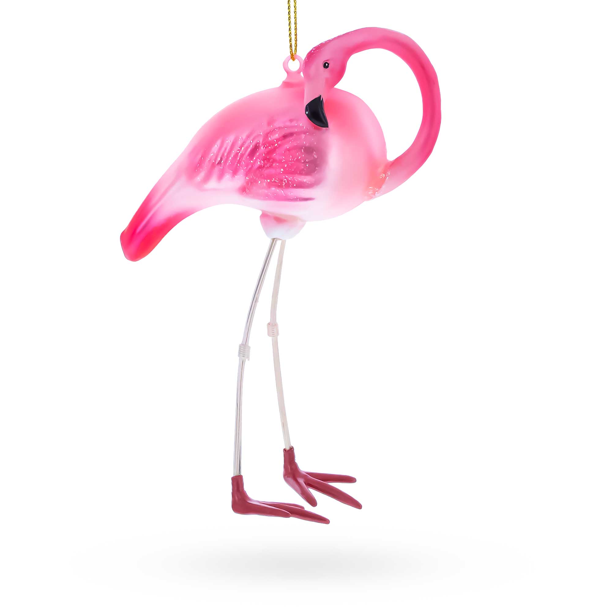 Pink Flamingo Glass Christmas Ornament in Pink color Figurine