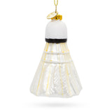 Playful Badminton Shuttlecock Birdie - Blown Glass Christmas Ornament in White color,  shape