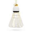 Glass Playful Badminton Shuttlecock Birdie - Blown Glass Christmas Ornament in White color