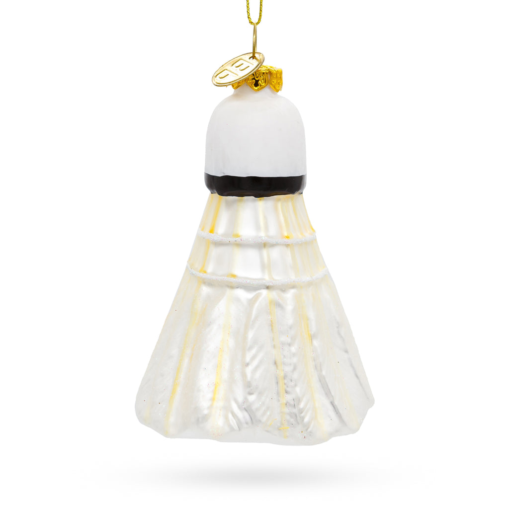 Badminton Shuttlecock Birdie Glass Christmas Ornament in White color Figurine