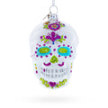 White Skull Glass Christmas Ornament in White color Figurine