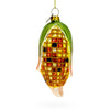 Glass Golden Corn on the Cob - Blown Glass Christmas Ornament in Gold color