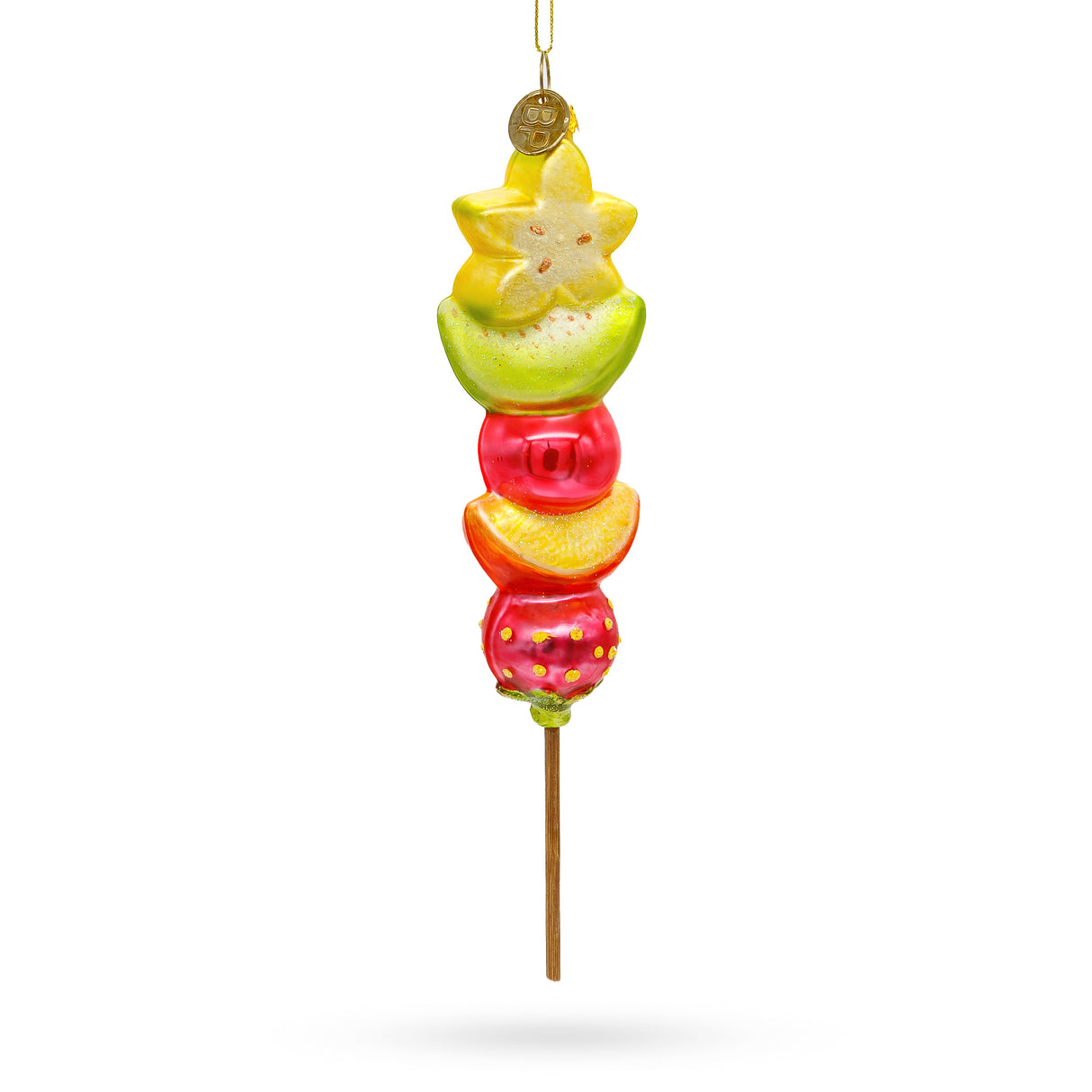 Fruit Medley on a Stick - Blown Glass Christmas Ornament in Multi color,  shape