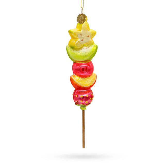 Fruit Medley on a Stick Blown Glass Christmas Ornament in  color