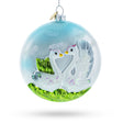 Loving Goose Couple - Blown Glass Christmas Ornament in Multi color,  shape