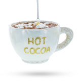 Cozy Hot Cocoa Cup Blown Glass Christmas Ornament in Multi color