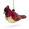 Graceful Red Cardinal Bird - Vibrant Blown Glass Christmas Ornament in Red color,  shape