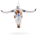 Cow Skull Glass Christmas Ornament in Ivory color Figurine