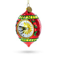 Vintage-Inspired Retro Reflector Glass Christmas Ornament in Red color Oval