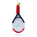 Tennis Racket Glass Christmas Ornament in White color Figurine