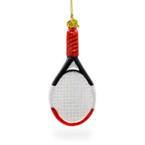Sporty Tennis Racket - Blown Glass Christmas Ornament in White color,  shape