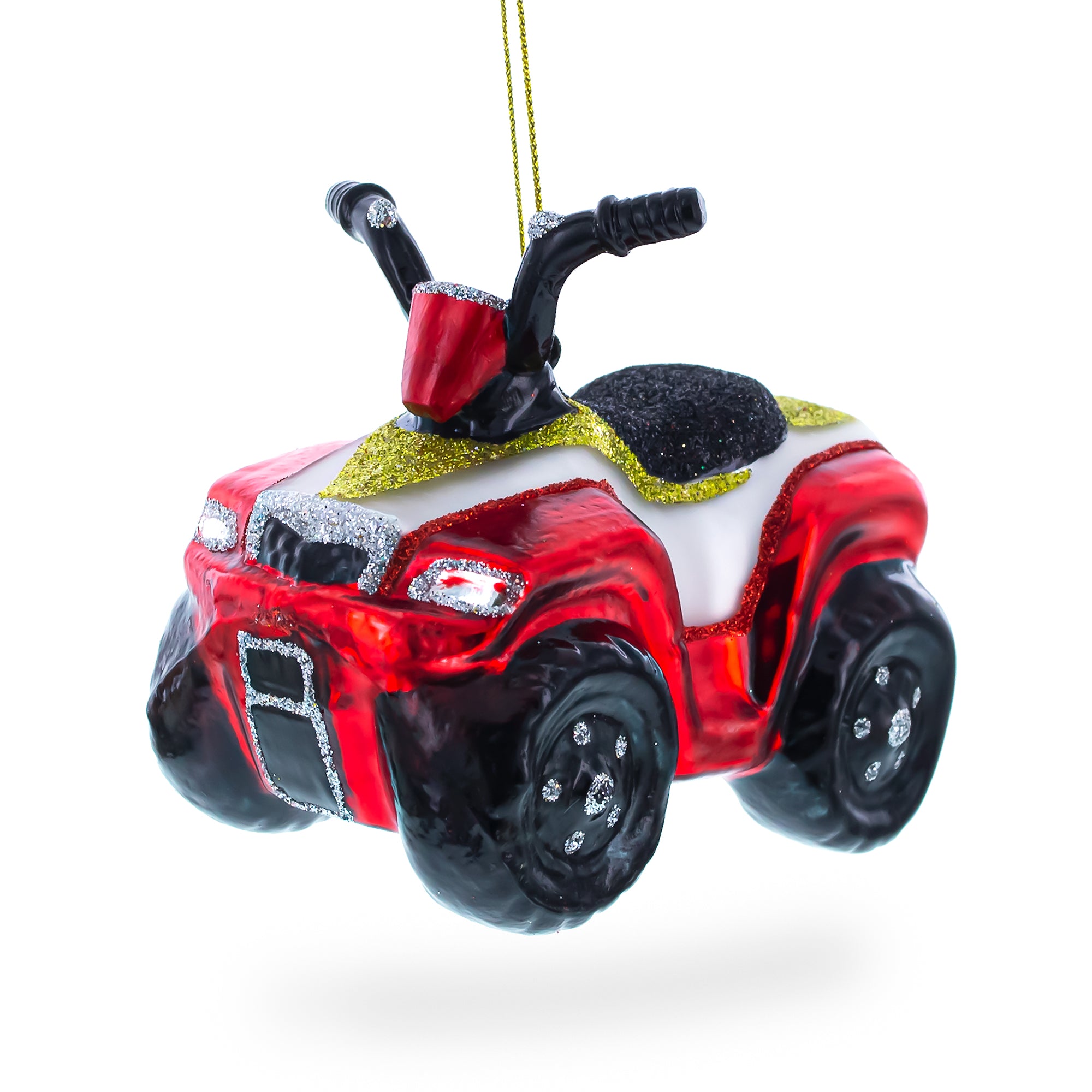 Adventurous ATV Off-road Glass Christmas Ornament in Red color Figurine