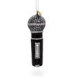 Sleek Black Microphone Blown Glass Christmas Ornament in Black color