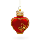 Glass Elegant Red Perfume Bottle - Blown Glass Christmas Ornament in Red color