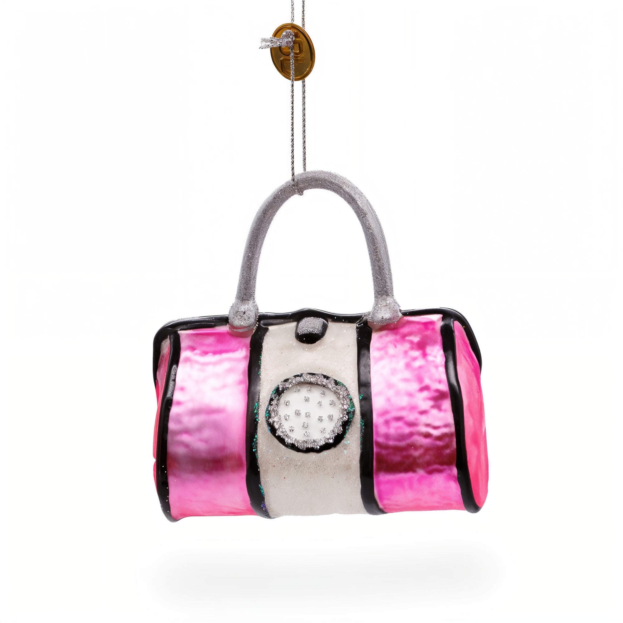 Pink Handbag Blown Glass Christmas Ornament in Pink color Figurine