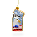 Lighter with USA Flag and Eagle Glass Christmas Ornament in Blue color Figurine