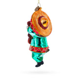 Chihuahua Dog in Sombrero Playing Guitar Blown Glass Christmas Ornament , dimensions in inches: 5.6 x 2.4 x 2.4