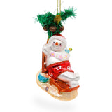 Tropical Snowman on the Beach Exotic Blown Glass Christmas Ornament in Multi color