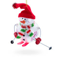 Snowman Skiing Glass Christmas Ornament in Red color Figurine