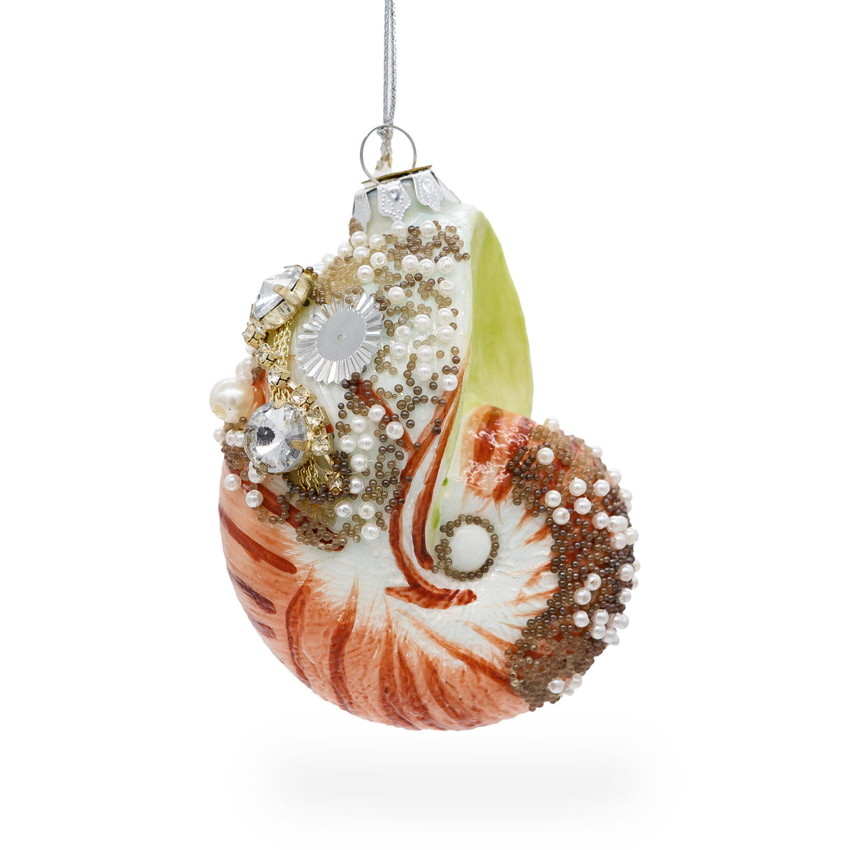 Glass Fantastic Conch Sea Snail Shell - Blown Glass Christmas Ornament in Orange color