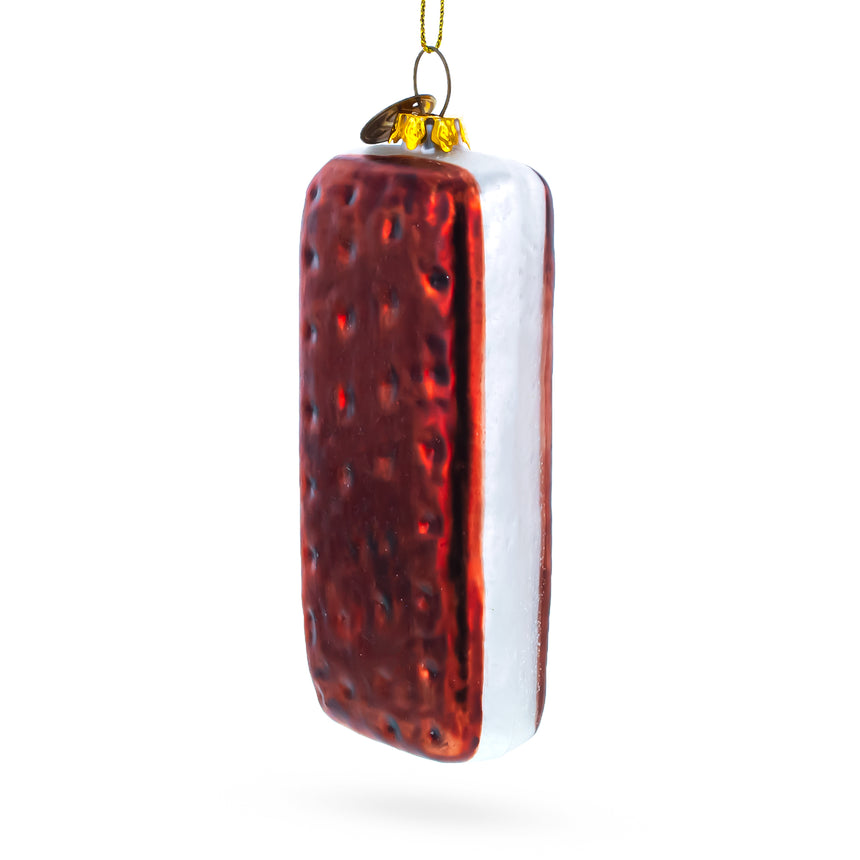 Delicious Biscuit Cookie Blown Glass Christmas Ornament in Brown color