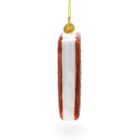 Delicious Biscuit Cookie Food - Blown Glass Christmas Ornament in Brown color,  shape