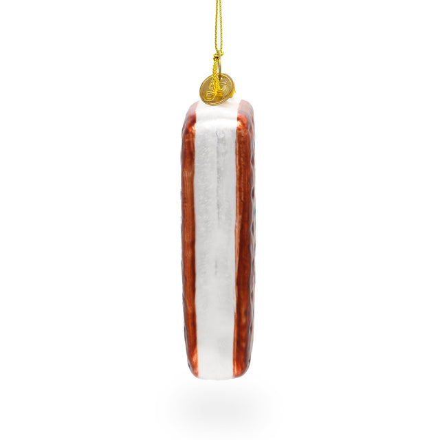 Delicious Biscuit Cookie Food - Blown Glass Christmas Ornament in Brown color,  shape