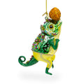 Chameleon Lizard Glass Christmas Ornament in Green color Figurine